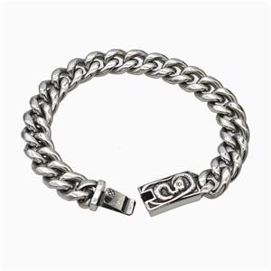 304 Stainless Steel Bracelet Antique Silver, approx 14-45mm, 13mm, 21cm length [SSB6488]