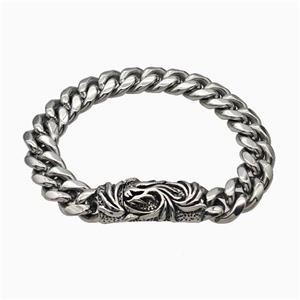 304 Stainless Steel Bracelet Antique Silver, approx 15-45mm, 13mm, 21cm length [SSB6489]