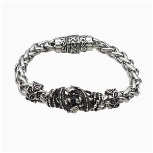 304 Stainless Steel Bracelet Snake Antique Silver, approx 12-30mm, 11mm, 8mm, 21cm length [SSB6507]