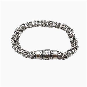 304 Stainless Steel Bracelet Antique Silver, approx 12-35mm, 8mm, 21cm length [SSB6511]