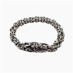 304 Stainless Steel Bracelet Snake Antique Silver, approx 13-35mm, 8mm, 21cm length [SSB6512]