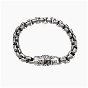 304 Stainless Steel Bracelet Antique Silver, approx 12-25mm, 8mm, 21cm length [SSB6513]