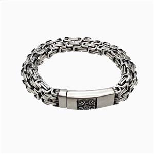 304 Stainless Steel Bracelet Antique Silver, approx 13-45mm, 12mm, 21cm length [SSB6514]