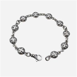 304 Stainless Steel Bracelet Cross Antique Silver, approx 10mm, 21cm length [SSB6525]