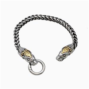 304 Stainless Steel Bracelet Dragon Antique Silver, approx 10-25mm, 6mm, 21cm length [SSB6529]