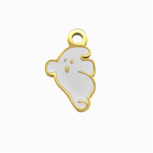 Halloween Ghost Charms 304 Stainless Pendant White Enamel Gold Plated, approx 9.5-13mm [SSB6531]