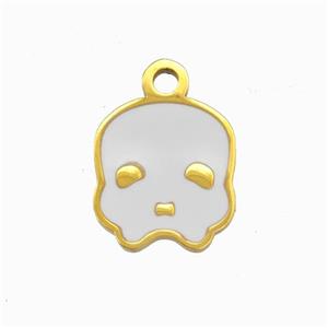 Halloween Skull Bones Charms 304 Stainless Pendant White Enamel Gold Plated, approx 11-12mm [SSB6534]