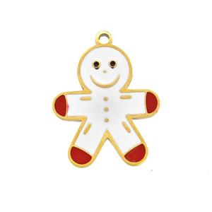 Christmas Snowman Charms 304 Stainless Steel Pendant Enamel Gold Plated, approx 12-14mm [SSB6586]