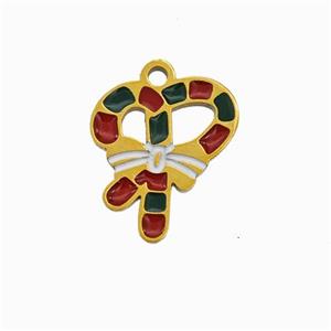 Christmas Wreath Charms 304 Stainless Steel Pendant Enamel Gold Plated, approx 10-12mm [SSB6588]