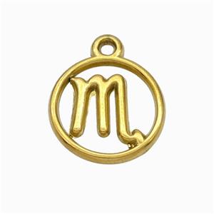 Stainless Steel Symbol Pendant Zodiac Scorpio Gold Plated, approx 15mm [SSB6615]