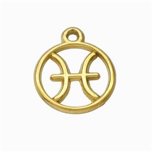 Stainless Steel Symbol Pendant Zodiac Pisces Gold Plated, approx 15mm [SSB6619]