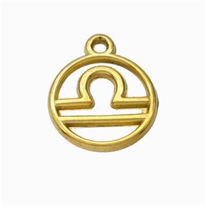 Stainless Steel Symbol Pendant Zodiac Libra Gold Plated, approx 15mm [SSB6620]