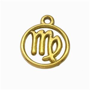 Stainless Steel Symbol Pendant Zodiac Virgo Gold Plated, approx 15mm [SSB6621]