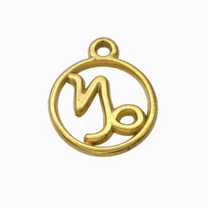 Stainless Steel Symbol Pendant Zodiac Capricorn Gold Plated, approx 15mm [SSB6622]
