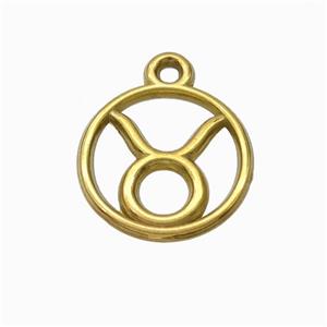 Stainless Steel Symbol Pendant Zodiac Taurus Gold Plated, approx 15mm [SSB6623]
