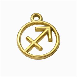 Stainless Steel Symbol Pendant Zodiac Sagittarius Gold Plated, approx 15mm [SSB6624]