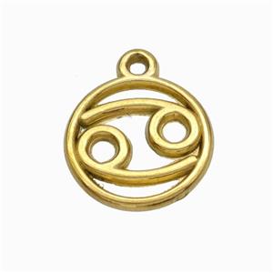 Stainless Steel Symbol Pendant Zodiac Cancer Gold Plated, approx 15mm [SSB6625]