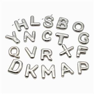 Raw Stainless Steel Alphabet Pendant Mix Letter, approx 15-19mm [SSB6750]