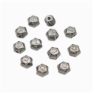 Raw Stainless Steel Symbol Beads Mixed, approx 8mm [SSB6760]