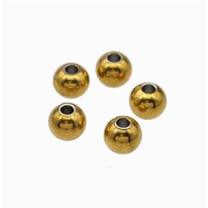 Stainless Steel Round Beads Smooth Gold Plated, approx 5mm [SSB6763]