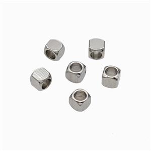 Raw Stainless Steel Cube Beads, approx 3mm [SSB6764]