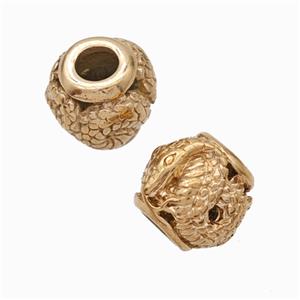 Titanium Steel Round Beads Large Hole Hollow Snake Rose Gold, approx 9-10mm, 4mm hole [SSB6895]