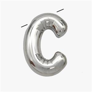 Raw Stainless Steel Letter-C Pendant, approx 15-18mm [SSB6970]