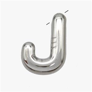 Raw Stainless Steel Letter-J Pendant, approx 15-18mm [SSB6977]