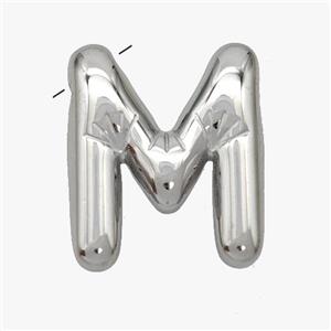 Raw Stainless Steel Letter-M Pendant, approx 15-18mm [SSB6980]