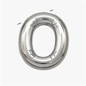 Raw Stainless Steel Letter-O Pendant, approx 15-18mm [SSB6982]