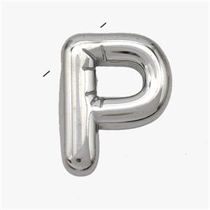Raw Stainless Steel Letter-P Pendant, approx 15-18mm [SSB6983]