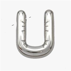 Raw Stainless Steel Letter-U Pendant, approx 15-18mm [SSB6988]