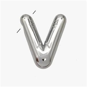 Raw Stainless Steel Letter-V Pendant, approx 15-18mm [SSB6989]