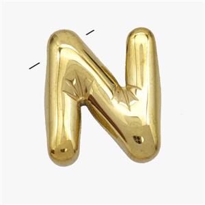 Stainless Steel Letter-N Pendant Gold Plated, approx 15-18mm [SSB7008]
