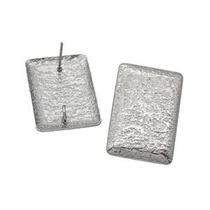 Raw Stainless Steel Rectangle Stud Earrings, approx 17-25mm [SSB7025]