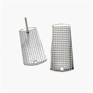 Raw Stainless Steel Stud Earrings Rectangle, approx 10-22mm [SSB7027]