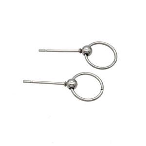 Stainless Steel Circle Stud Earrings Jumprings, approx 6mm [SSB7028-S]