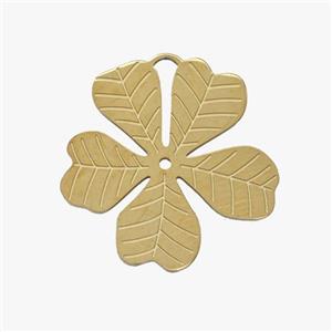 Stainless Steel Leaf Pendant Clover Gold Plated, approx 18mm [SSB7050]