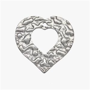 Raw Stainless Steel Heart Pendant Hammered, approx 30mm [SSB7051]