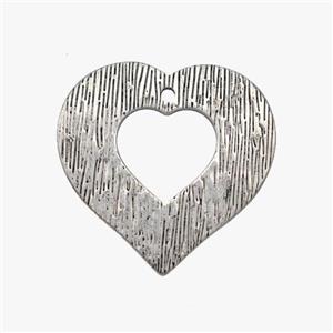 Raw Stainless Steel Heart Pendant Hand Brushed, approx 30mm [SSB7052]