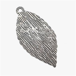 Raw Stainless Steel Leaf Pendant Hand Brushed, approx 18-34mm [SSB7055]