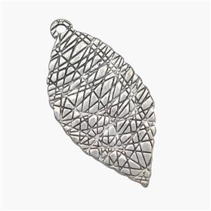 Raw Stainless Steel Leaf Pendant Hand Brushed, approx 18-34mm [SSB7056]