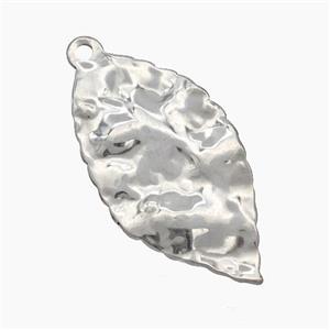 Raw Stainless Steel Leaf Pendant Hammered, approx 18-34mm [SSB7057]