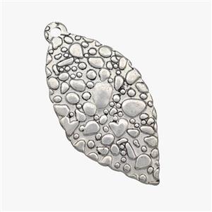 Raw Stainless Steel Leaf Pendant Hammered, approx 18-34mm [SSB7059]