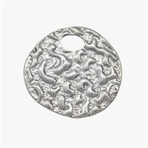Raw Stainless Steel Circle Pendant Hammered, approx 30mm [SSB7060]