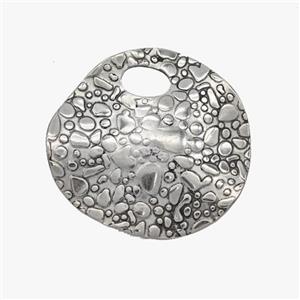 Raw Stainless Steel Circle Pendant Hammered, approx 30mm [SSB7062]