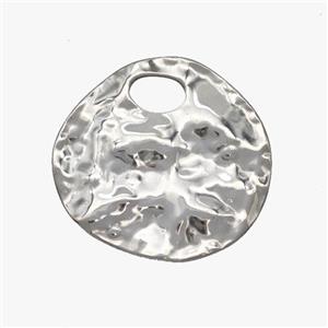 Raw Stainless Steel Circle Pendant Hammered, approx 30mm [SSB7063]