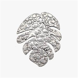 Raw Stainless Steel Leaf Pendant Hammered, approx 25-30mm [SSB7067]
