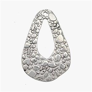 Raw Stainless Steel Teardrop Pendant Hammered, approx 22-35mm [SSB7069]
