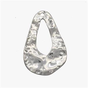 Raw Stainless Steel Teardrop Pendant Hammered, approx 22-35mm [SSB7072]